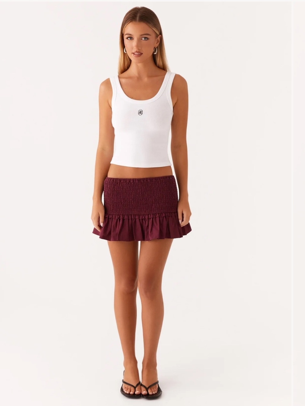 Peppermayo burgundy/wine ruffle mini skirt - brand new with tags